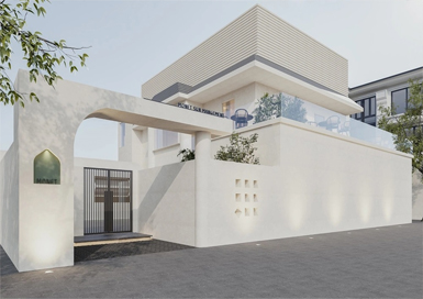 弧形曲線(xiàn)美容院裝修設計案例效果圖